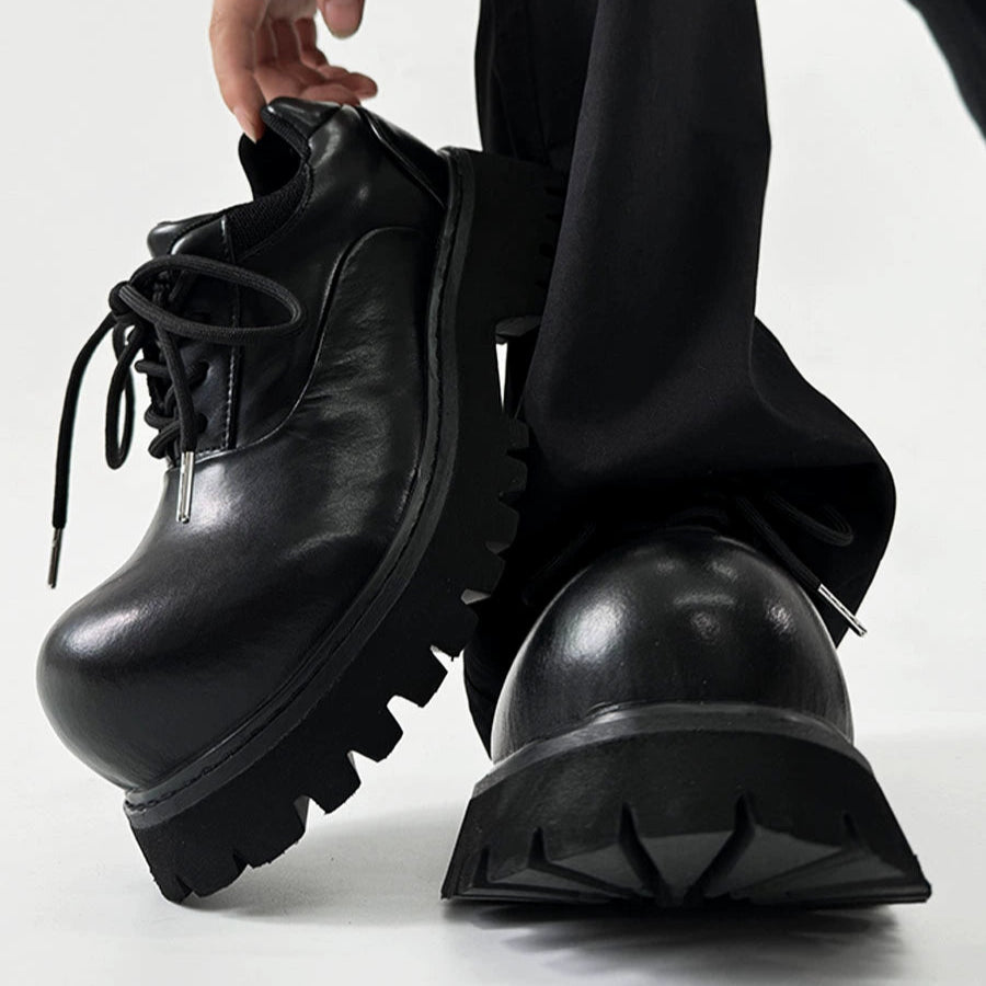 Large Toe Derby Design Leather Shoes WN19150