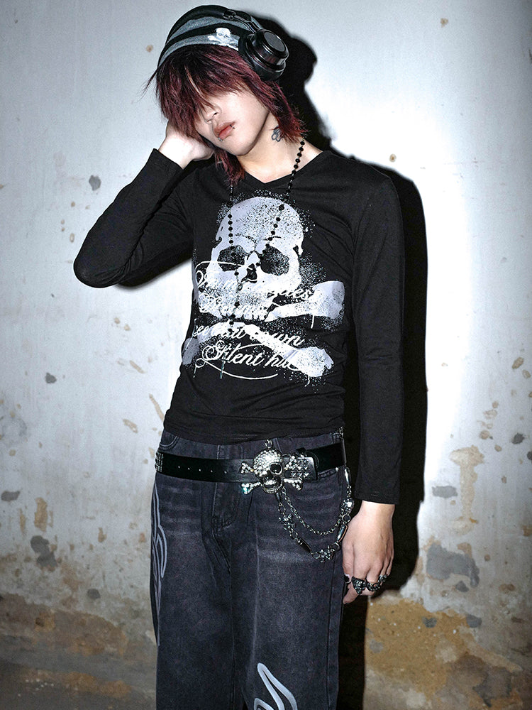 Rhinestone Skull Studs Belt WN16076