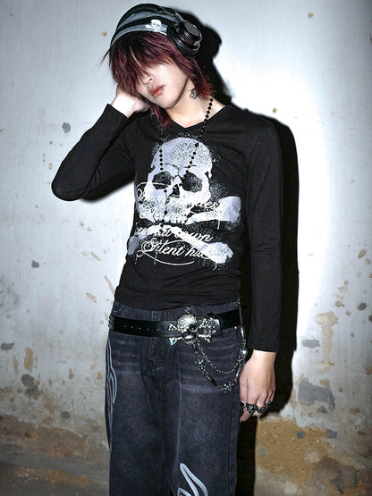 Rhinestone Skull Studs Belt WN16076