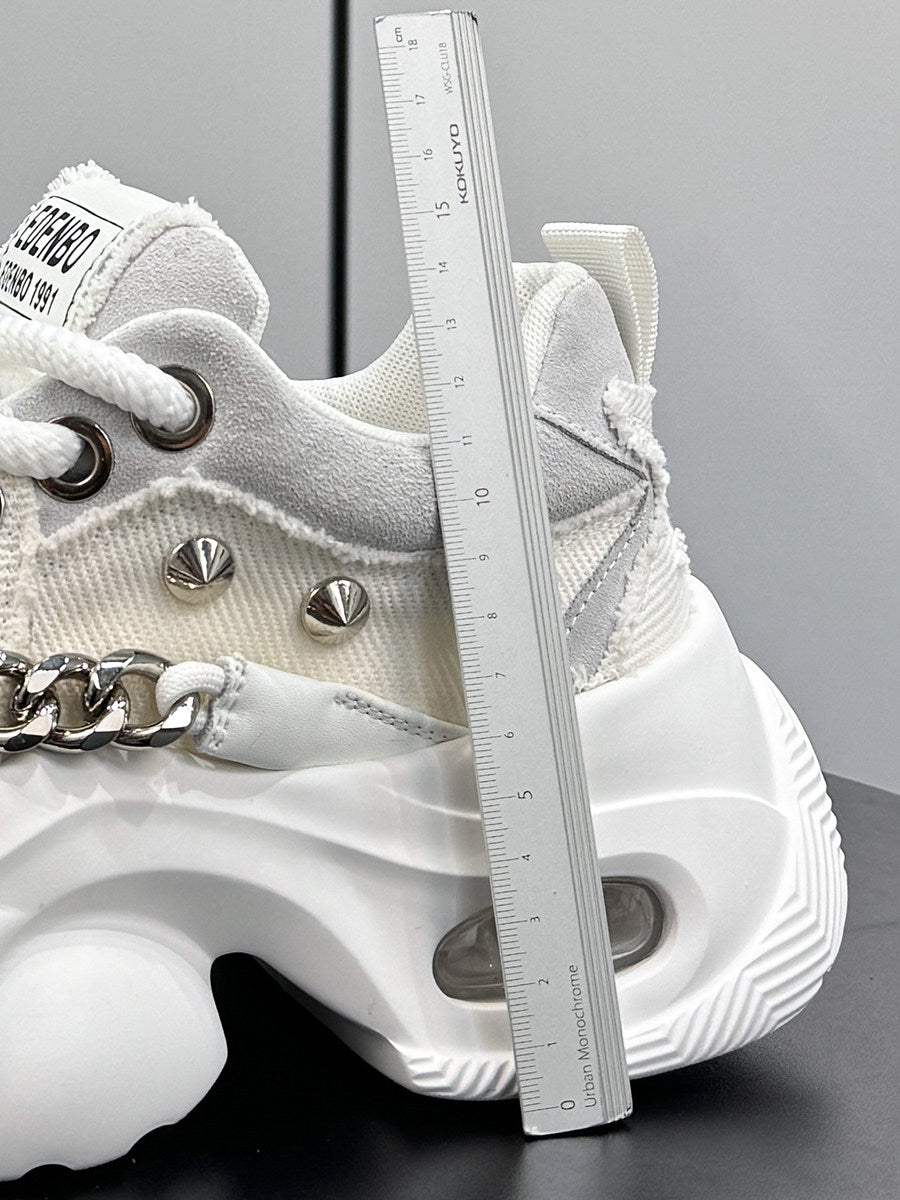 Denim Chain Studs Chunky Sole Sneakers WN24582