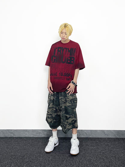 Tie Dye Letter Dirty Short Sleeve T-Shirt WN24253