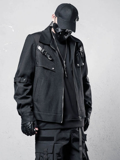 Deconstruct Strap Zipper Short Jacket WN22415