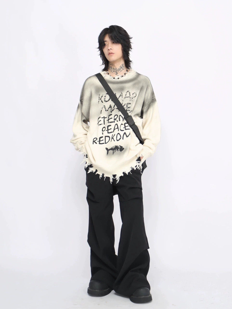 Damage Oversize Knit Sweater WN8372