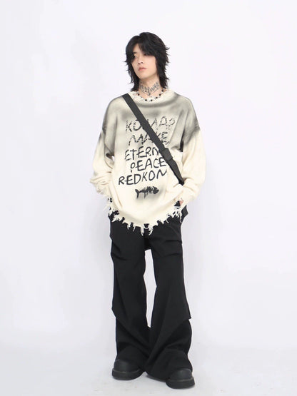 Damage Oversize Knit Sweater WN8372