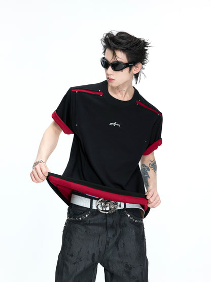 Contrast Panel Boxy Short Sleeve T-Shirt WN26984