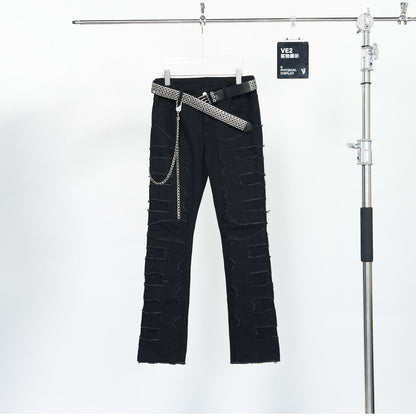 Damage Fray Fringe Straight Pants WN24292