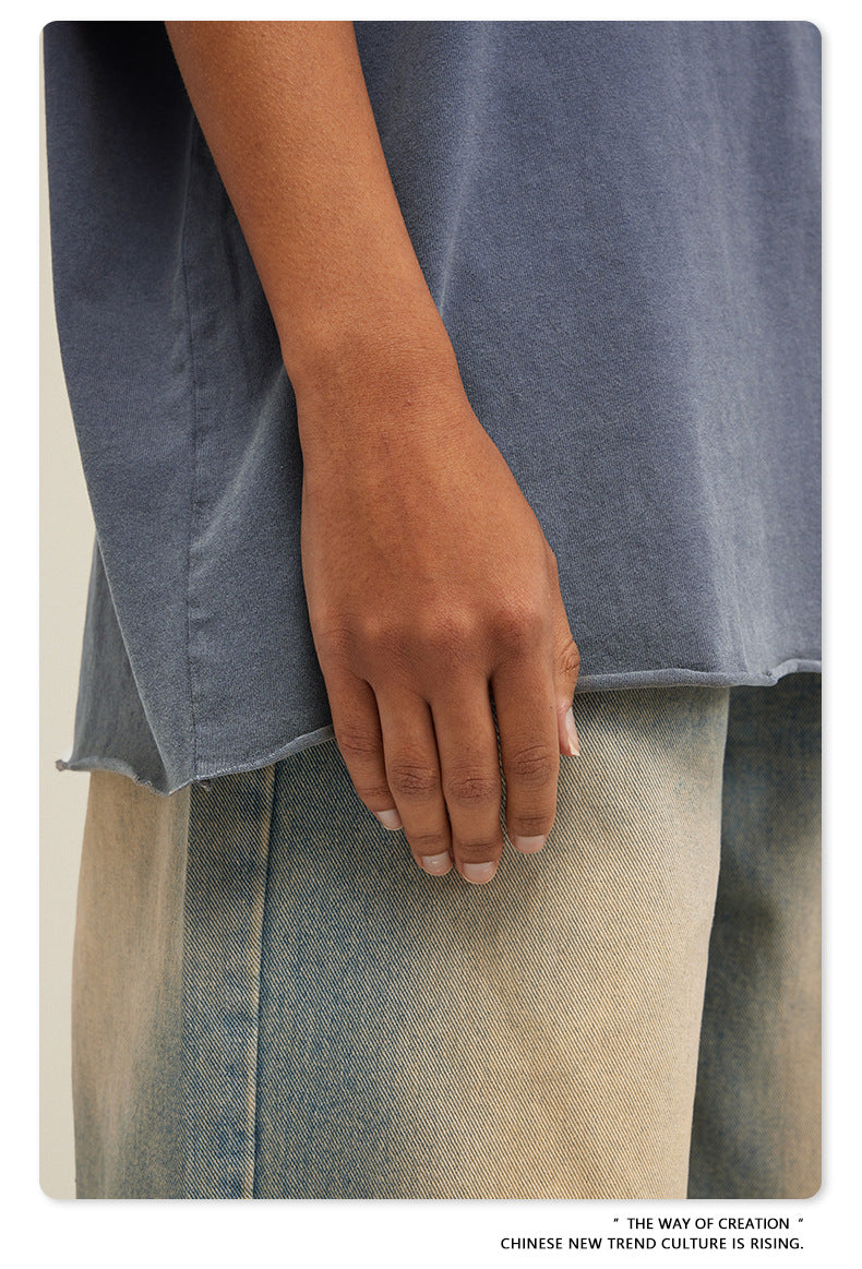 Washed Damage Oversize Short Sleeve T-Shirt WN6068