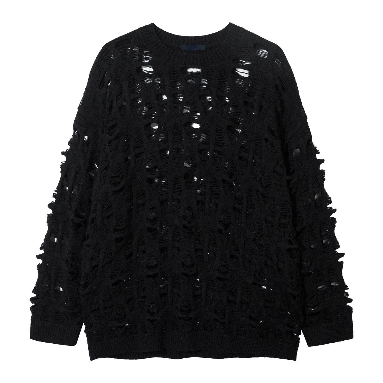 Damage Hollow-Out Oversize Knit Sweater WN10890