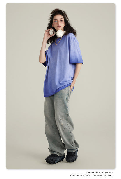 Washed Gradient Pure Cotton Sleeveless T-Shirt WN6075