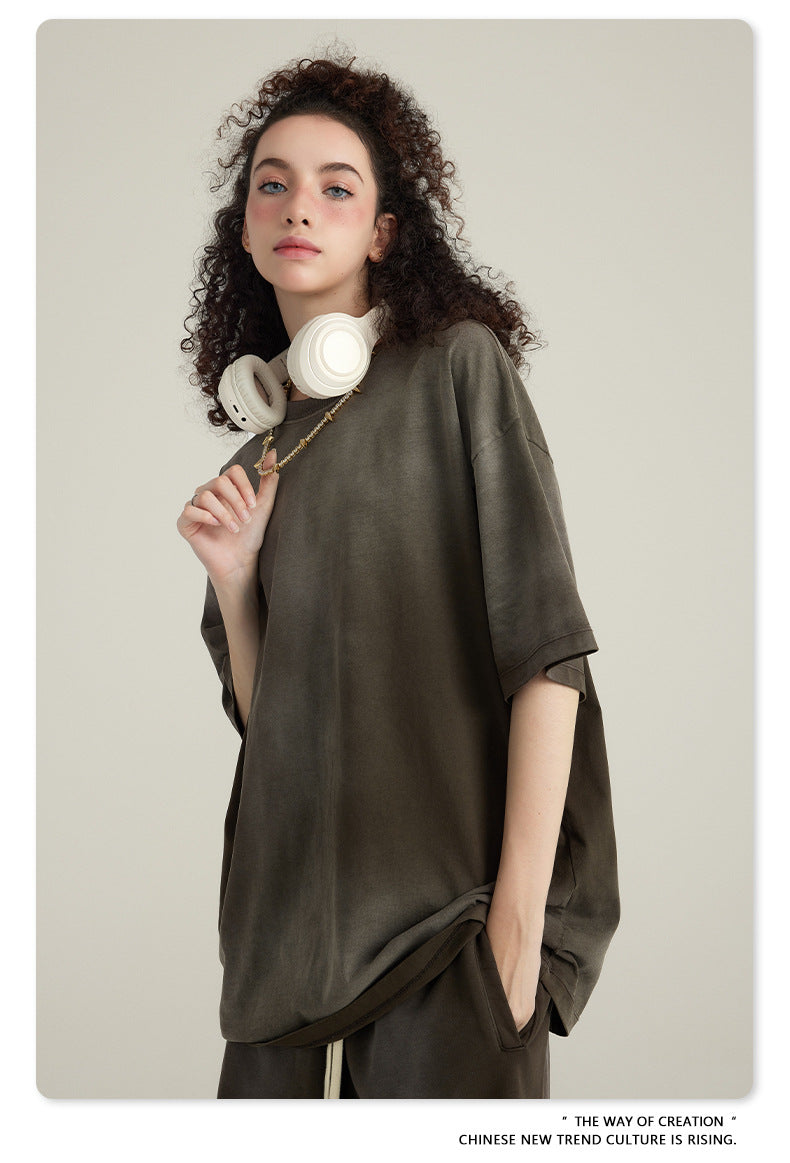 Washed Oversize Short-sleeve T-shirt WN6443