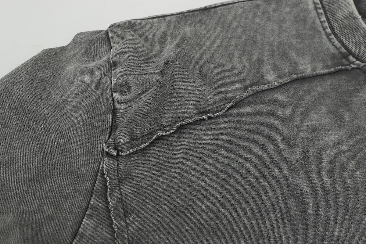 Washed Frayed Pullover Sweatshirt WN23029