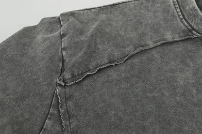 Washed Frayed Pullover Sweatshirt WN23029