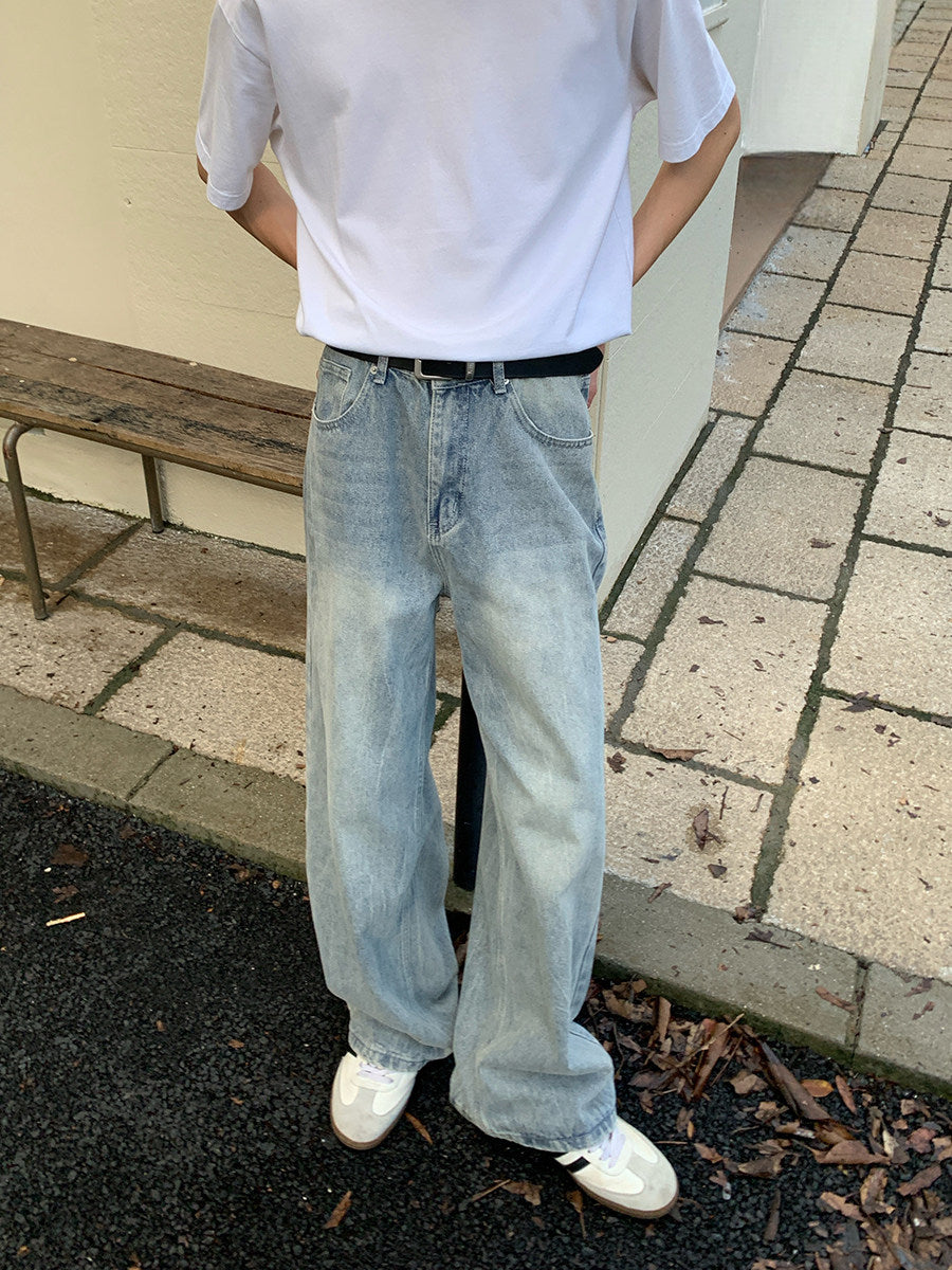 Light-Wash Wide Leg Denim Jeans WN24856