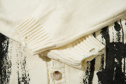 Graffiti Print Oversize Knit Cardigan WN11429