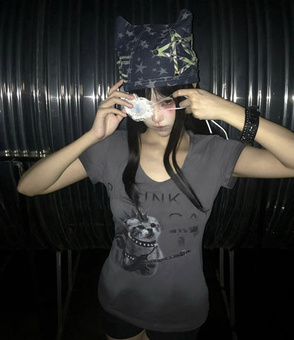 Cat Animal Print Short Sleeve T-Shirt WN20889