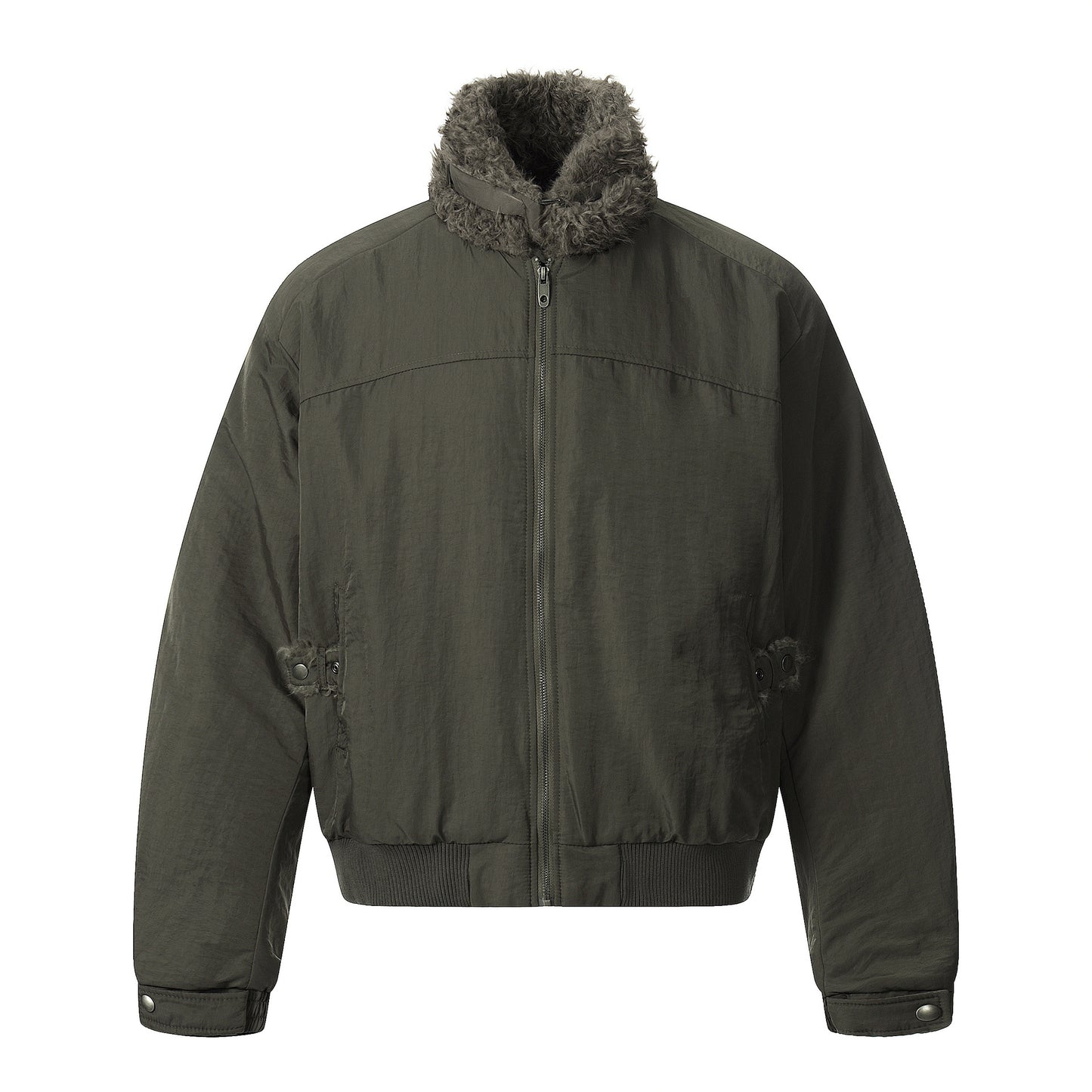 Fake Fur Collar Zipper Short Puffer Jacket WN21861