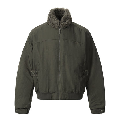 Fake Fur Collar Zipper Short Puffer Jacket WN21861