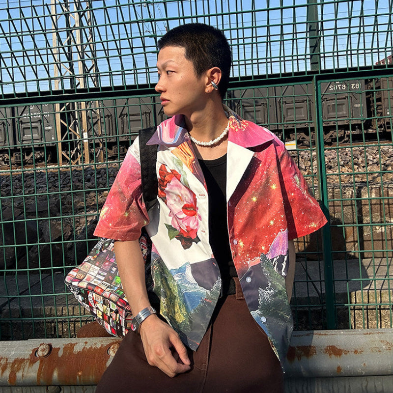 Graphic Print Lightweight Short Sleeve Shirt WN27163