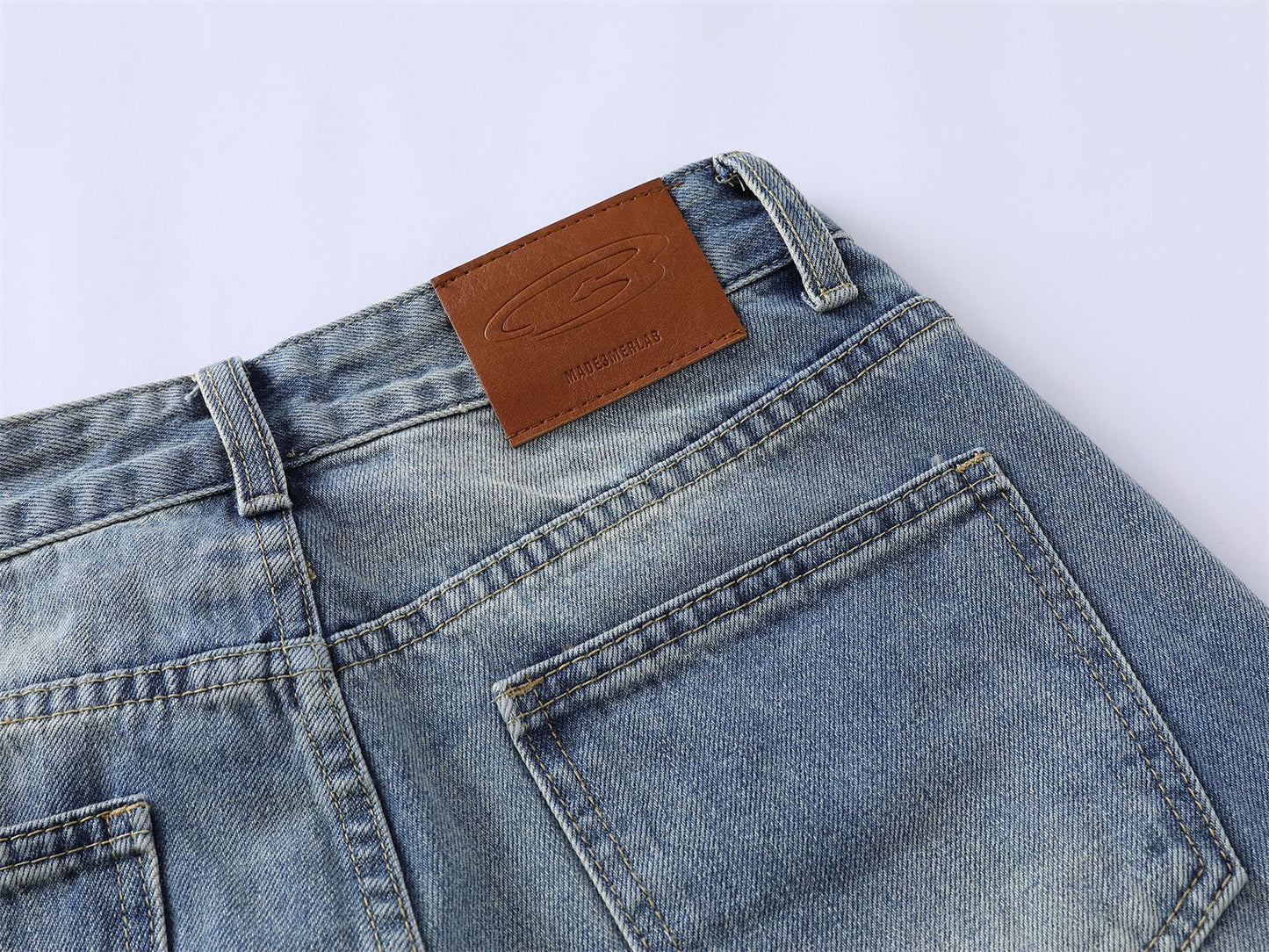 Washed Damage Wide Leg Micro Flare Denim Jeans WN16551