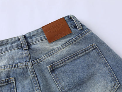 Washed Damage Wide Leg Micro Flare Denim Jeans WN16551