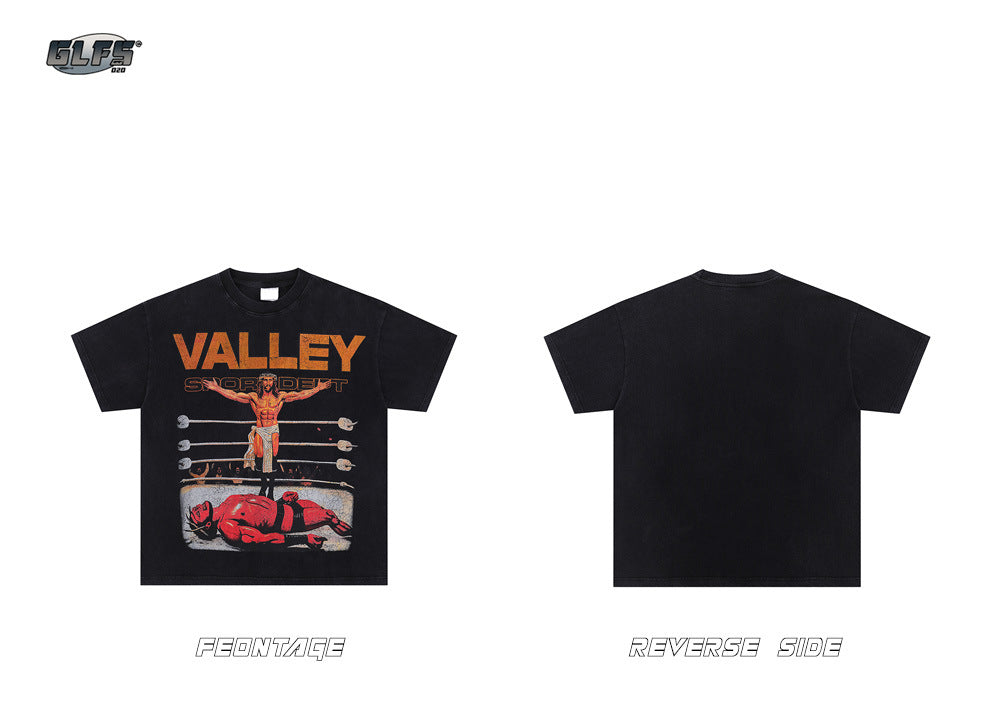 Wrestling Print Graphic Short Sleeve T-Shirt WN26458