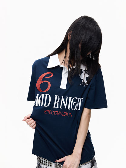 Cotton Embroidery Contrast Panel Polo Short Sleeve T-Shirt WN27327