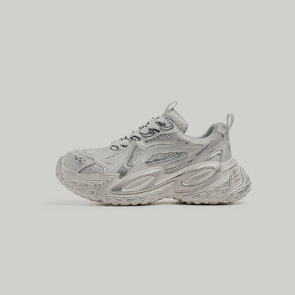 Layered Panel Studs Chunky Lace-Up Sneakers WN23449