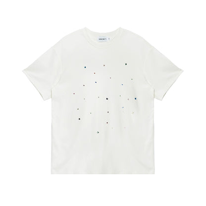 Starry Rhinestone Print Short Sleeve T-Shirt WN18880