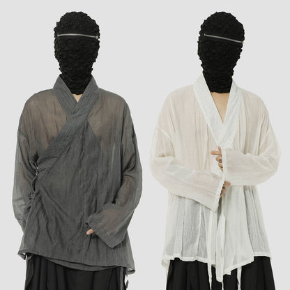 Slightly Sheer Lace-Up Shirt WN20494