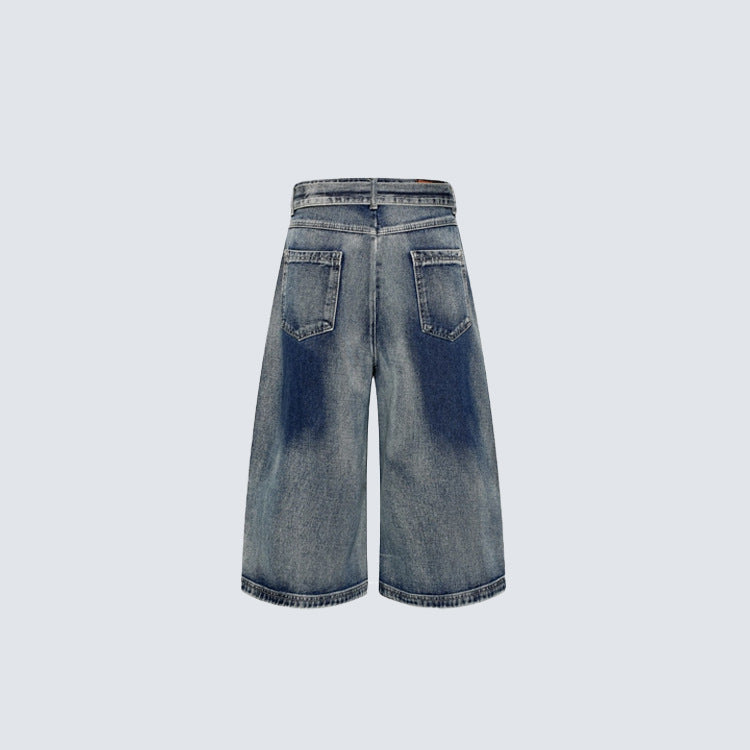 Denim Workwear Wide Leg Half Pants WN27941