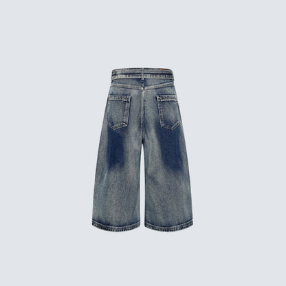 Denim Workwear Wide Leg Half Pants WN27941