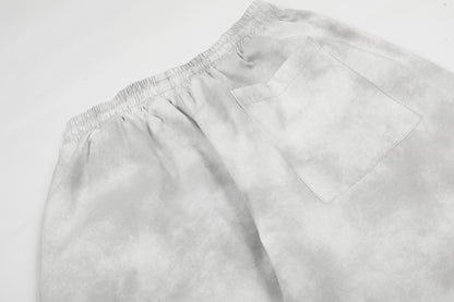 Washed Letter Print Drawstring Wide Leg Pants WN25389