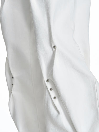 Heavyweight Rivet Pleats Straight Denim Jeans WN23554