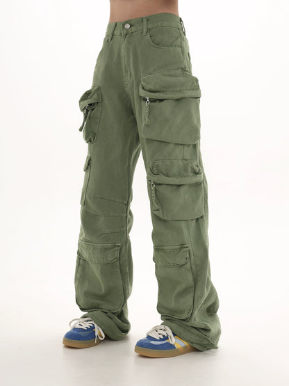 Multi Pocket Straight Cargo Pants WN5641