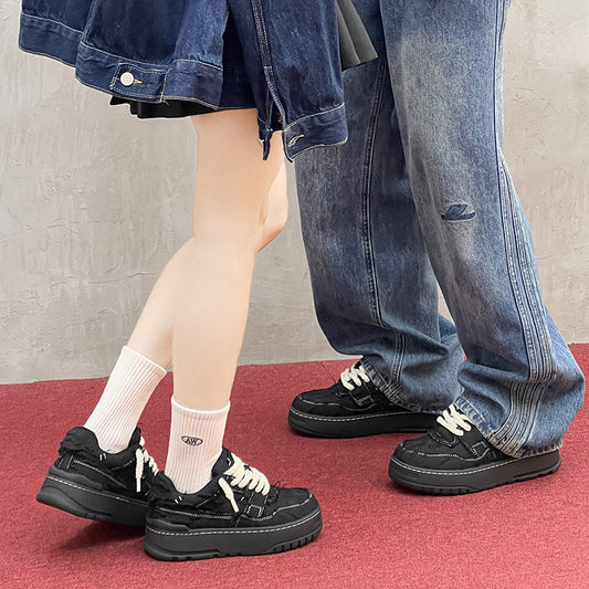 Chunky Textured Platform Lace-Up Sneakers WN24538