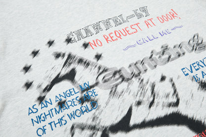 Illustration Letter Print Short Sleeve T-Shirt WN25402