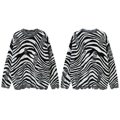 Zebra Print Oversize Knit Sweater WN11419