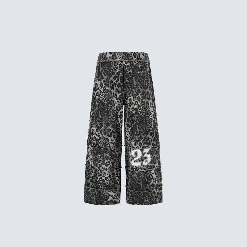 Leopard Graphic Wide Leg Pants WN28081