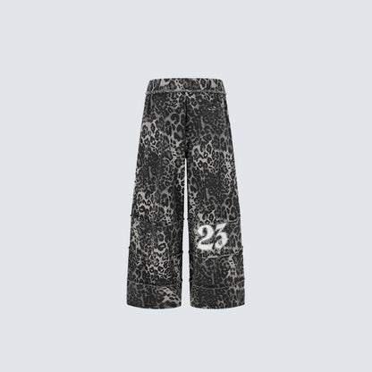 Leopard Graphic Wide Leg Pants WN28081