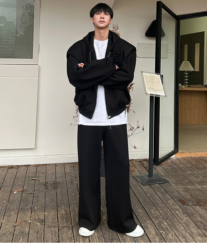 Zipper Hoodie & Wide Leg Sweatpants Setup WN25363