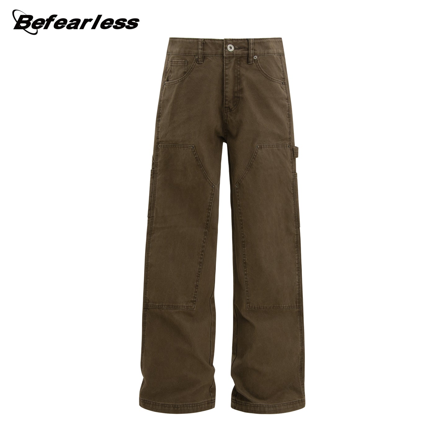Washed Double Knee Wide Leg Cargo Pants WN26238