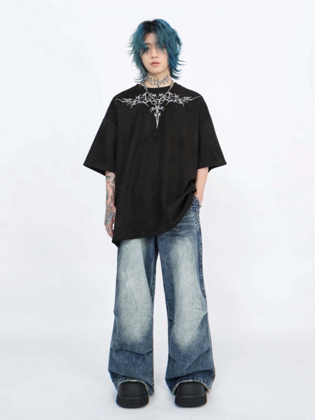 Embroidery Oversize Short Sleeve T-Shirt WN5286