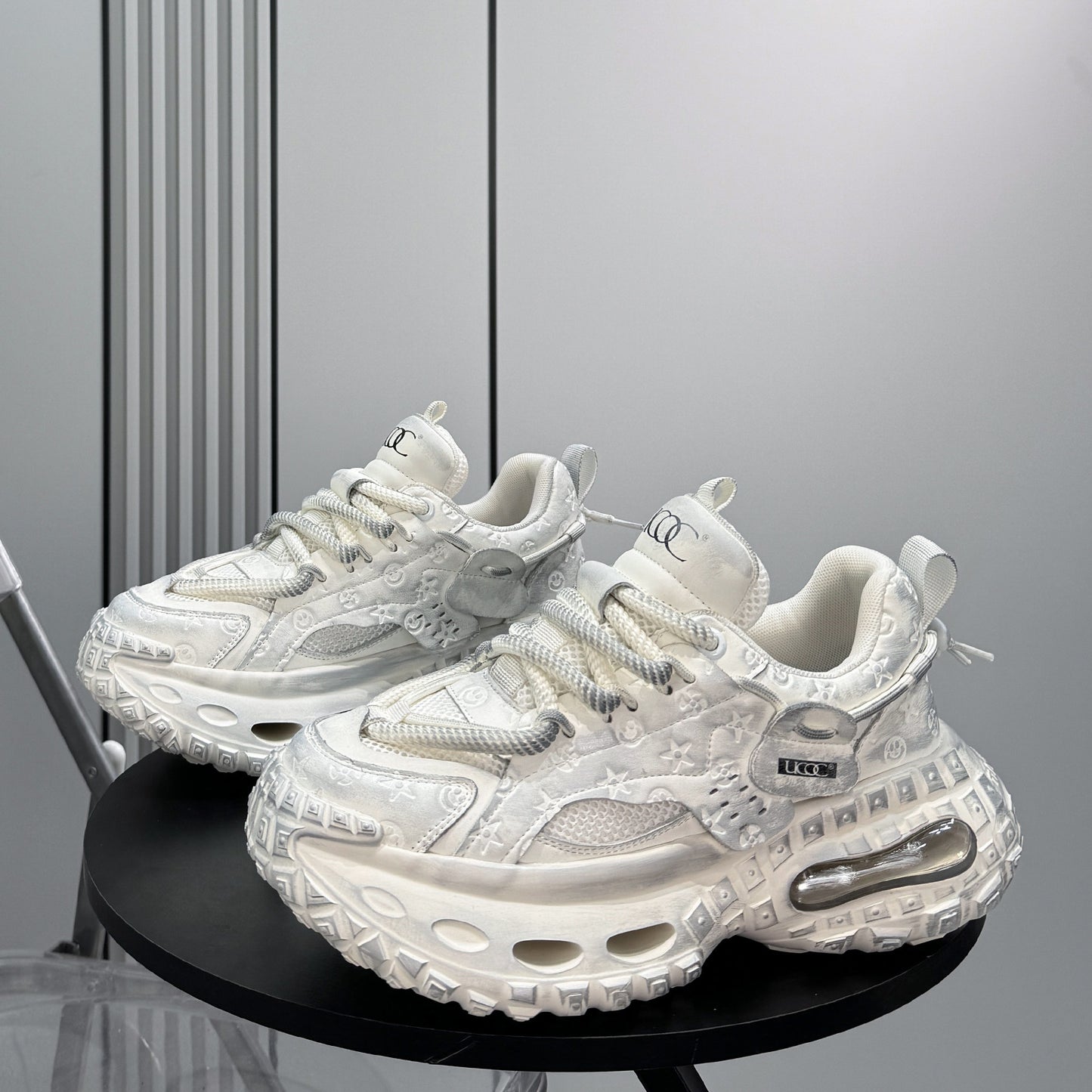 Embroidery Rope Lace Chunky Sole Sneakers WN24667