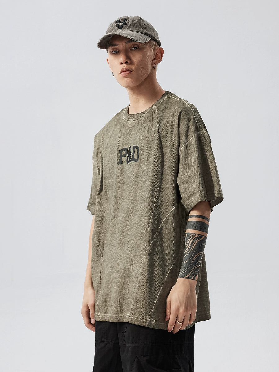 Logo Print Washed Oversize Short Sleeve T-Shirt WN17608