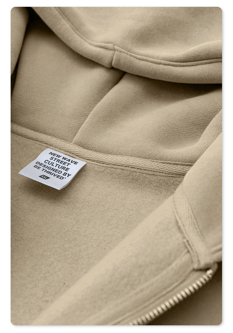 Fleece Lining Oversize Washed Zipper Hoodie WN9943
