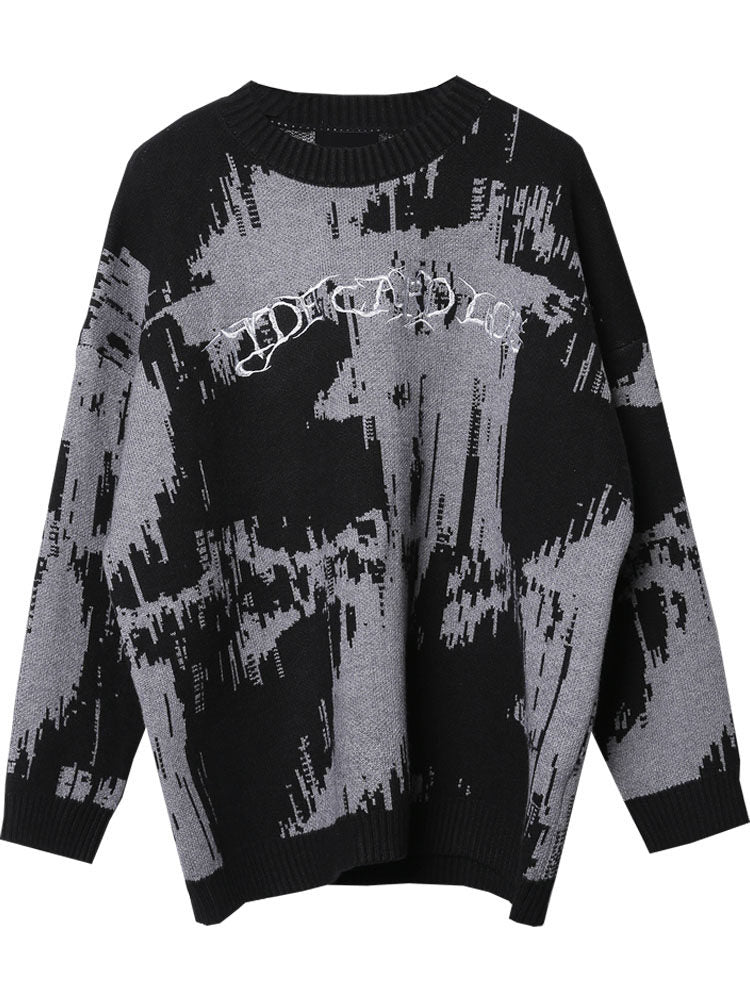 Paint Graphic Print Oversize Knit Sweater WN22477