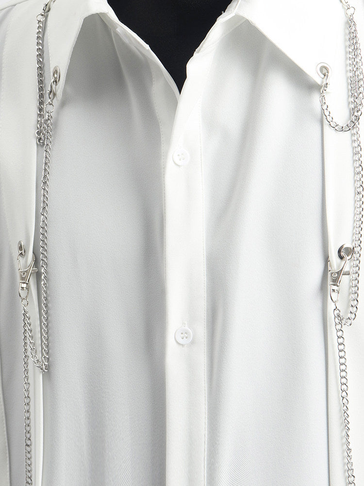 Deconstruction Metal Chain Design Long Sleeve Shirt WN23766