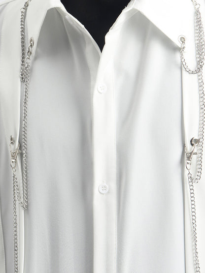 Deconstruction Metal Chain Design Long Sleeve Shirt WN23766