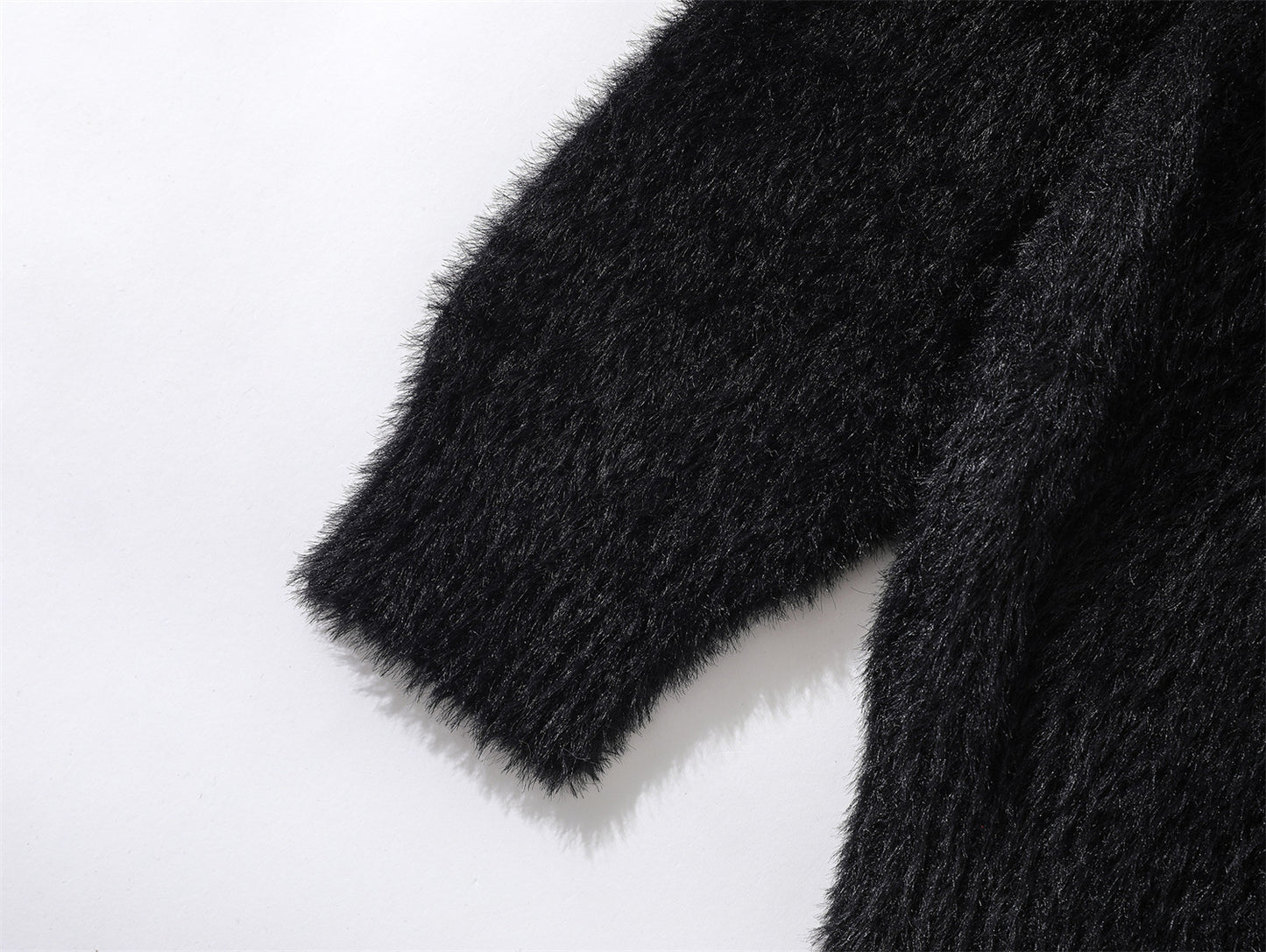 Fake Mink Fleece Letter Embroidery Oversize Knit Sweater WN11580