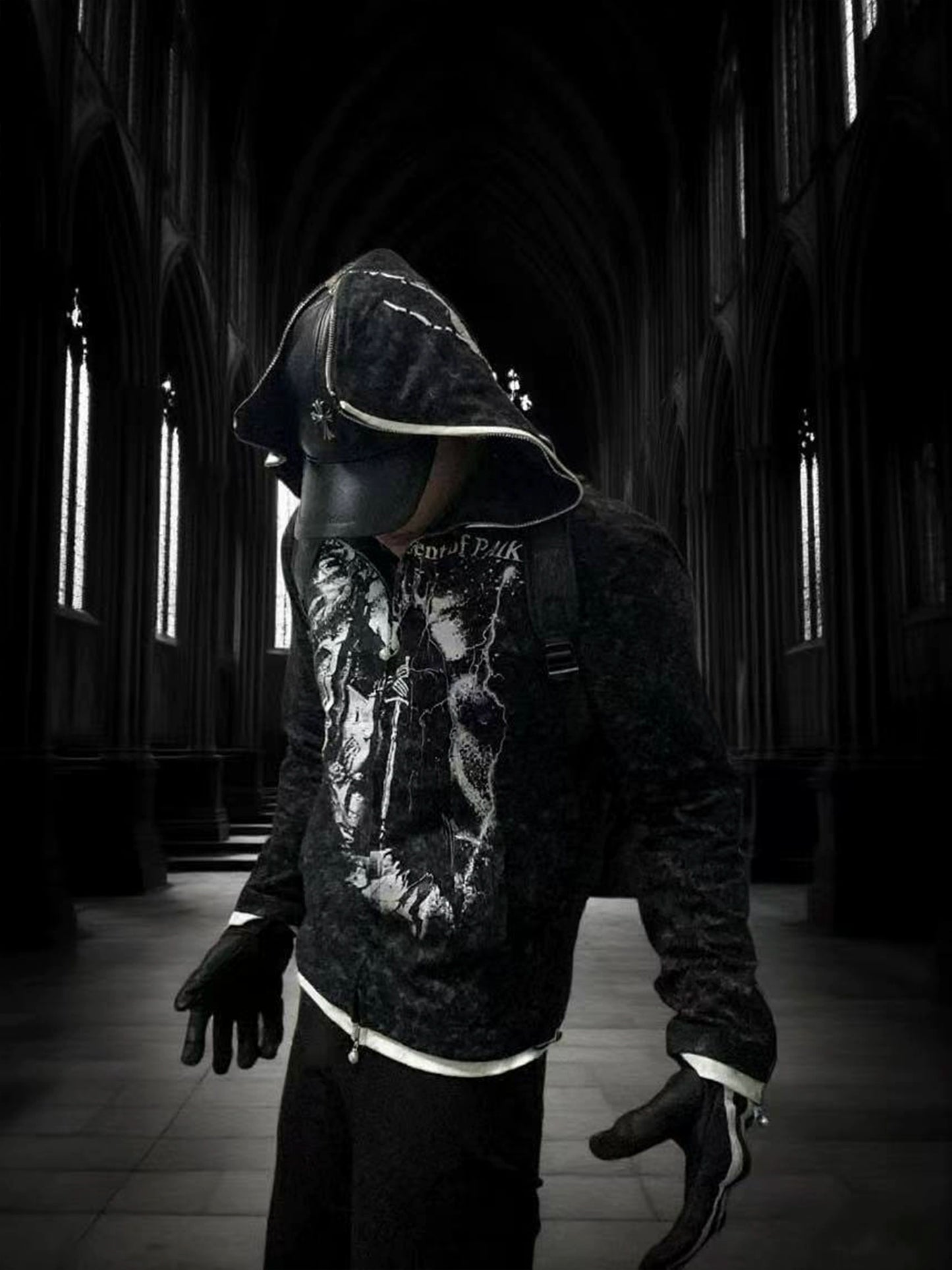 Graphic Art Print Zipper Hoodie WN20902